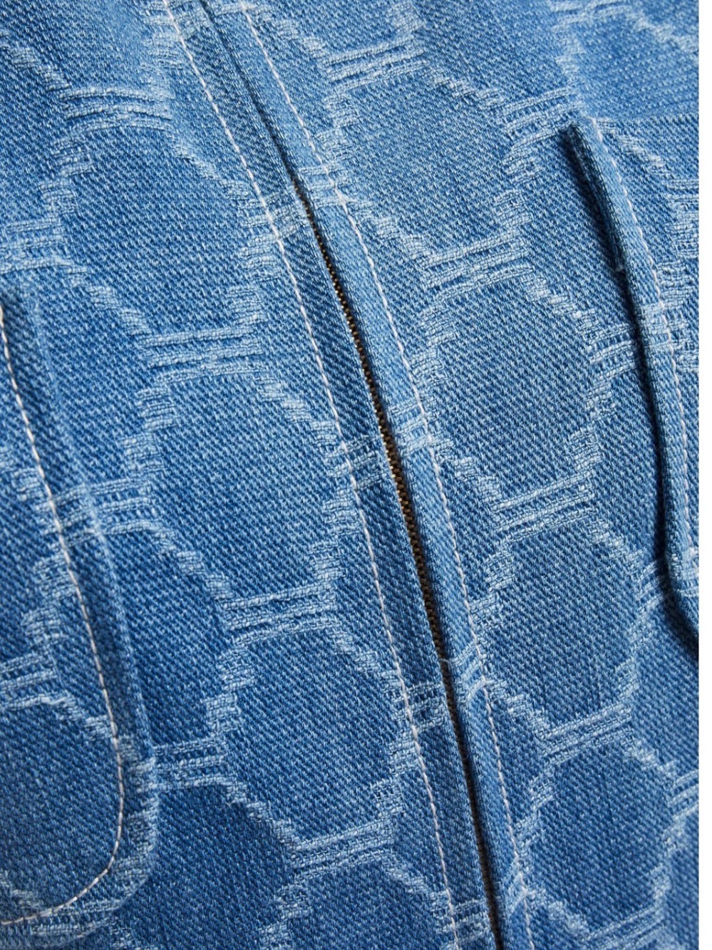 SANDRO Kelly Jacquard Denim Wide Leg Jumpsuit Euro 36 Size 4 - Picture 9 of 10